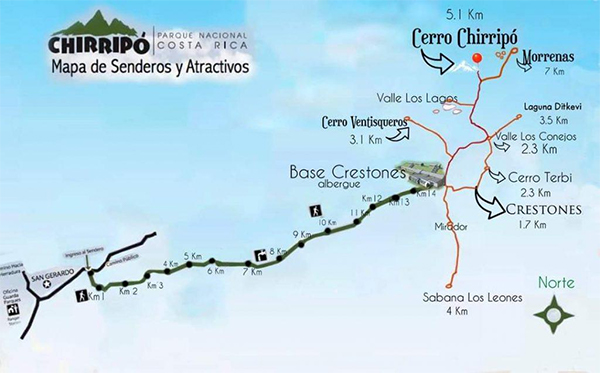 Mapa Turistico : Parque Nacional Chirripo